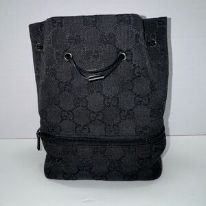 GUCCI Black GG Canvas Mini Drawstring Pouch